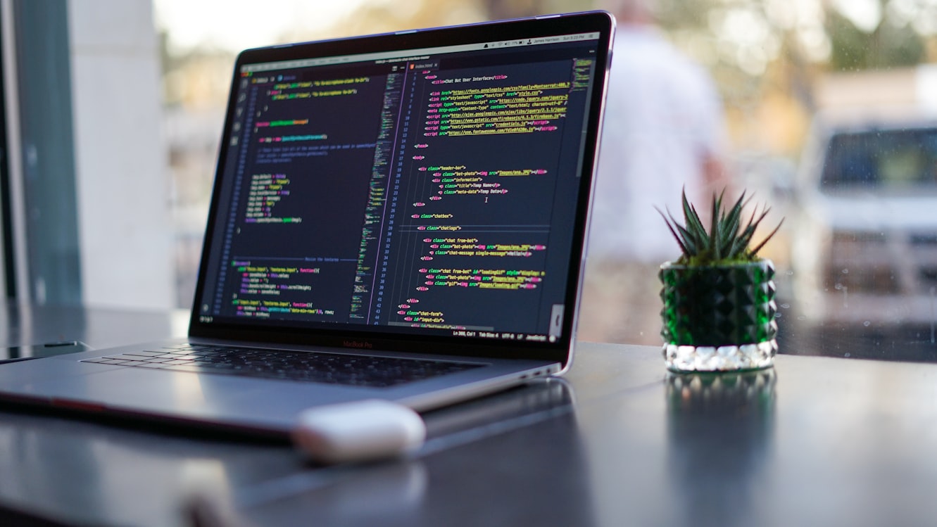Code editor on a laptop